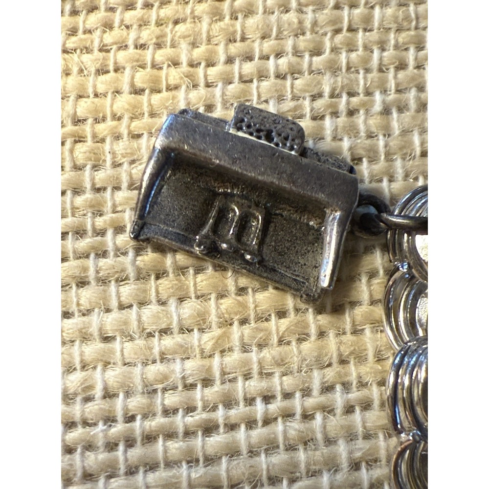 Vintage‎  Sterling Silver 5 Charms Bracelet with Safety Chain~ 7.5" - Picture 4 of 16